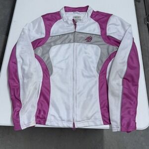 Harley Davidson Womens Mesh Riding Jacket White Pink Grey Tall Large Full Zip